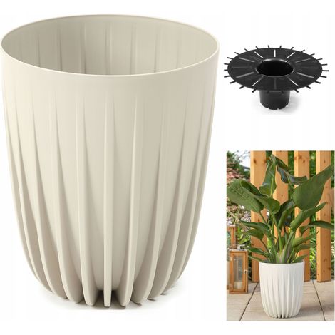 Vaso da fiori in plastica beige Lamela 25 cm x 25 x 29,7 cm 1 pz. (1/5)