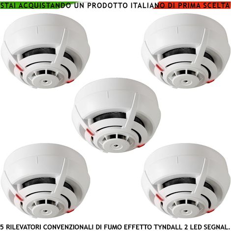 RILEVATORI DI FUMO CONVENZIONALI 5 SENSORI SISTEMA TYNDALL LOOP USCITA OC 14 MA SEGNALAZIONE REMOTA LED ALLARME INCENDIO (1/4)