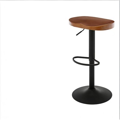 Tabouret de bar pivotant réglable en hauteur, siège ergonomique en bois et structure métal, base stable, brun, pour cuisine et comptoir - CHICFURN (1/5)