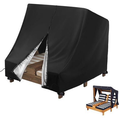 Housse de chaise longue double en bois, idéale pour les chaises longues d'extérieur pour enfants, imperméable et résistante aux intempéries. (1/5)