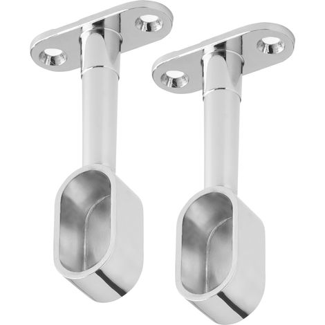 1 Paar (2 Stück) Schrankstangenhalter Endstück für eine ovale Kleiderstange (30 x 15 mm) Chrom poliert höhenverstellbar 84 - 112 mm Kleiderstangenlager Schrankrohrträger Endstücke von SOTECH
