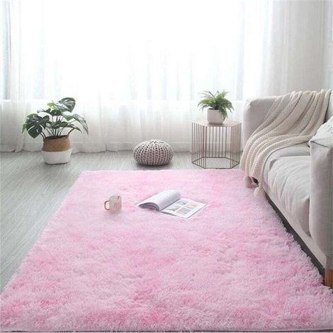 Tapis Chambre Shaggy Tapis pour Salon Tapis De Sol Grand pour Couloir Soft Tapis à Poils Longs Moelleux Tapis Antidérapant Intérieur Moelleux pour Salon Chambre Enfants，60x160cm ，Rose Clair (1/5)