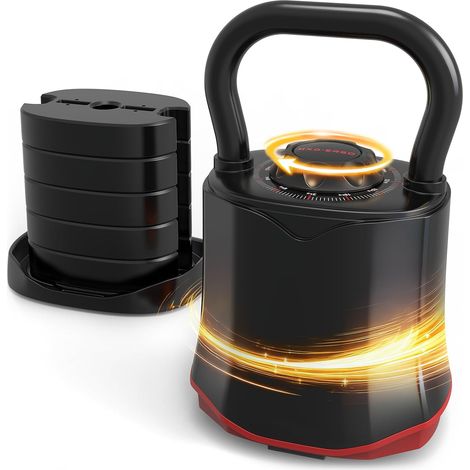 Kettlebell Ajustable 6-en-1 (3–18 kg), Poids Réglable Rapide, Large Poignée Ergonomique, Kettlebell Compacte pour Entraînement à Domicile (1/5)