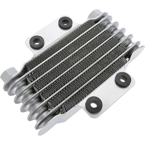 Radiatore olio moto modificato in lega di alluminio con interfaccia M12 da 1,25 mm e portata di 85 ml, adatto per motori da 100cc a 250cc (argento) -Crezuo