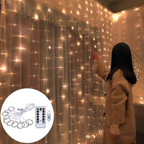 Rideau lumineux LED, 3 mètres, thème Noël, pour fêtes, mariages, fenêtres, arbres et décorations saisonnières.-AquaForge