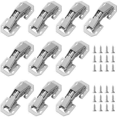 Lot de 10 charnières invisibles de 7,6 cm (3 pouces) en acier inoxydable, angle de 90°, pour portes de meubles, tiroirs, fenêtres et armoires, avec vis (noyu) (1/5)