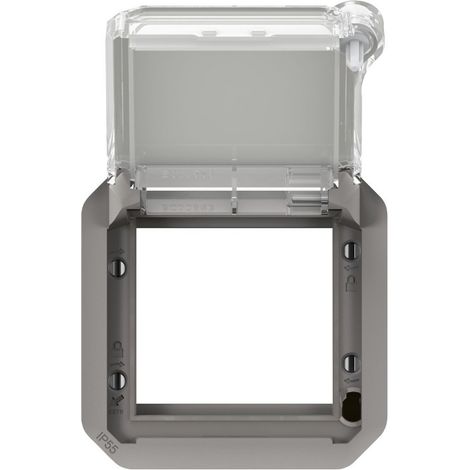 Legrand 069579L Lockable Plexo Adapter with transparent shutter for Mosaic - gray composable