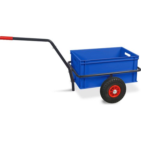 BRB Handwagen mit Kunststoffkasten H 280 mm, LxBxH 1250x640x660 mm, Tragkraft 200 kg (blau)