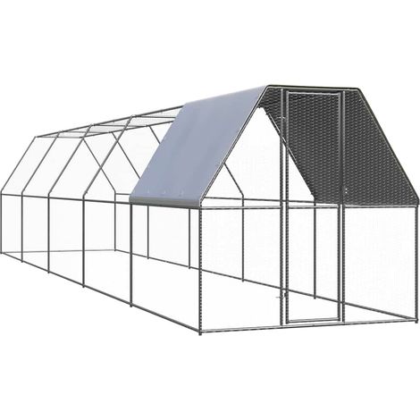 Outdoor-Hühnerkäfig 2x10x2 m Verzinkter Stahl vidaXL