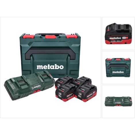 Metabo Basic Kit - 4x Li-Power 18 V 10.0 Ah CAS Li-Ion baterías (685143590) + DUO ASC 145 cargador doble + metaBOX (1/5)