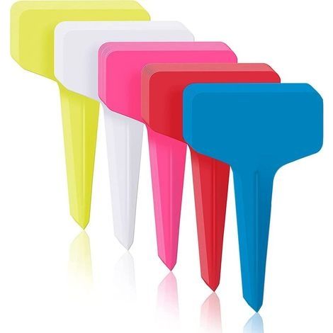 100 Pieces Étiquettes de Plantes, 6×10cm Marqueurs et étiquettes Plantes en plastique de Type T, etiquettes potager pour marqueurs de plantes et accessoires (Multicolore) (1/5)