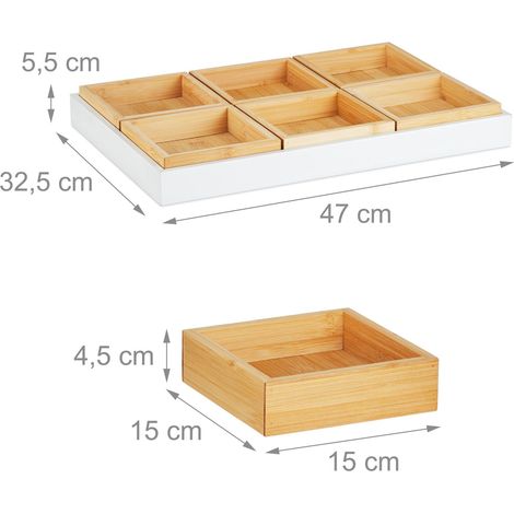 Set di 6 contenitori per servizio aperitivo pratico 40 x 30 x 5 cm in bambù naturale 130014839