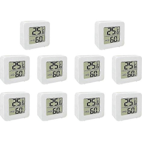 Lot de 10 mini thermomètres d'intérieur avec écran LCD et hygromètre numérique - Idéal pour la maison - Cadeaux de qualité (1/4)