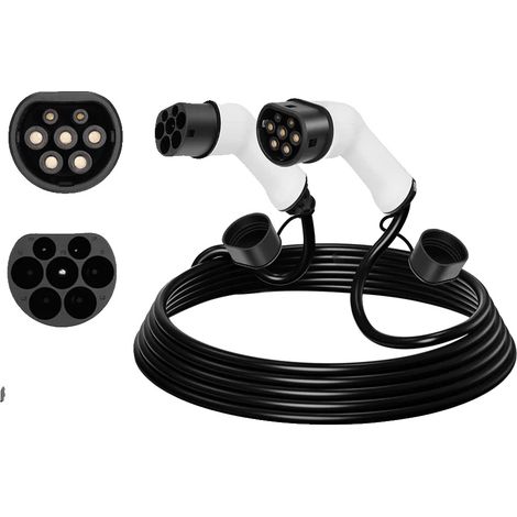 Cable de carga para vehículos eléctricos, compatible con Tipo 2, 3 metros de longitud, 22 kW. (1/2)