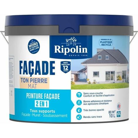 Ripolin Pintura Fachada Classic 2 en 1 Piedra 10L Mate