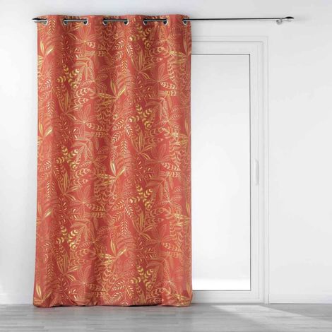 Rideau à Œillets Imprimé "Belflor" 140x260cm Terracotta (1/4)