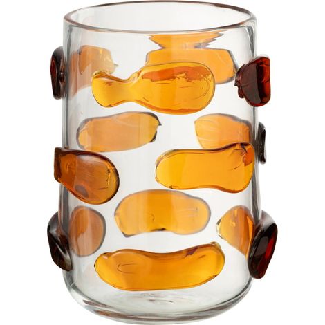 Vase Design en Verre "Pebbles" 23cm Ambre