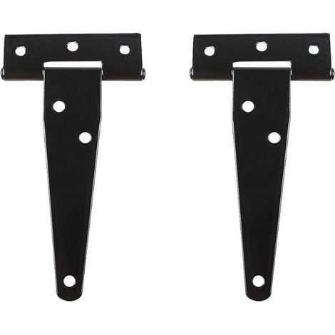 2 charnières en T robustes pour portes en bois noir ou portes métalliques, charnières de porte de grange en fer antirouille (6 pouces) (1/5)