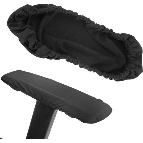 Housses d’Accoudoirs de Chaise de Bureau Noires, Paire de Protections Élastiques et Amovibles Imperméables (1/4)