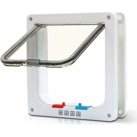Chatière à 4 Positions Chatière pour Chat avec Tunnel Cache Découpe Chatière Chien Porte de Chat avec Serrure Chatières pour Petit Animaux Cat Mate Verrouillable Facile à Installer (1/4)