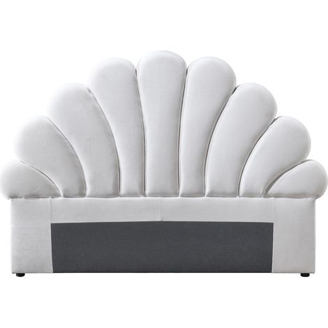 Tête de lit coquillage - 160 cm - Velours - Blanc - MOANA (1/4)