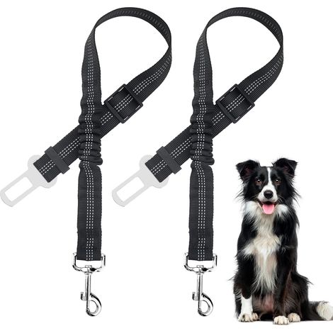 Lot de 2 ceintures de sécurité pour chien, harnais de voiture réglable, harnais élastique, ceinture de sécurité robuste avec attache pivotante à 360°, harnais de voiture réfléchissant pour (1/5)