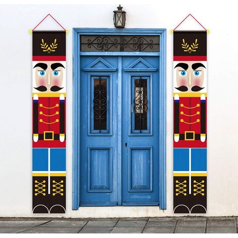 Accessori per decorazioni natalizie 2020, decorazioni natalizie modello soldato Schiaccianoci striscioni per porta d'ingresso veranda giardino interno esterno festa per bambini- (1/5)