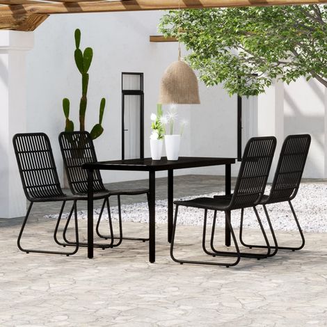 Ensemble Table et Chaise de Jardin 5 pcs - Ensemble de salle à manger de jardin Noir BV881877 - BonneVie (1/5)