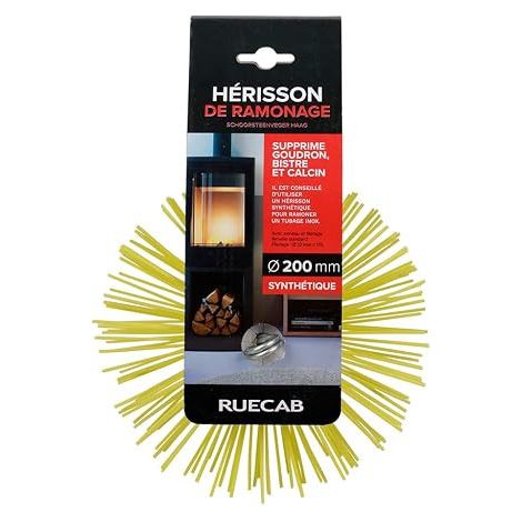RUECAB - HÉRISSON DE RAMONAGE, BROSSE RAMONAGE - AVEC ANNEAU DE FILETAGE FEMELLE STANDARD DE M12MM - POILS SYNTHÉTIQUES - CONVIE