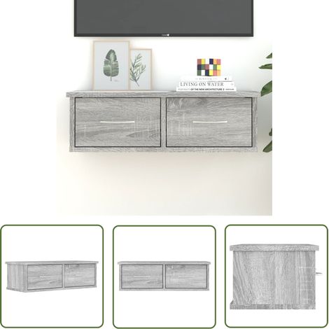 The Living Store Armoire murale Sonoma gris 60x26x18,5 cm Bois d'ingénierie - Meuble Tv Mural - Étagère Murale - Armoire Murale - Rangement Mural - Décoration Murale (1/5)