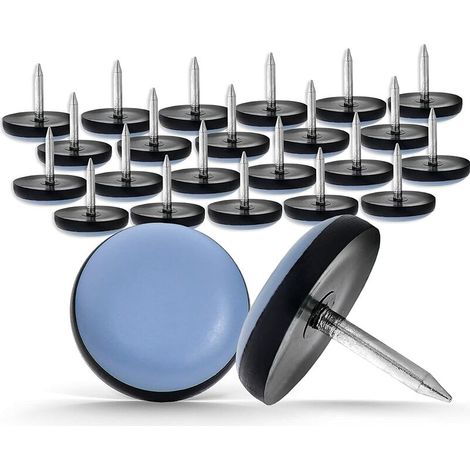 24 deslizadores para muebles de 19 mm, redondos, de teflón gris con clavo (1/5)