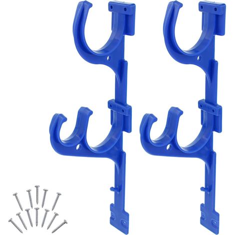 Juego de 2 ganchos triples para jardín, soporte telescópico para piscina, soporte para mástil de spa y soporte para manguera de jardín, ideal para la limpieza de equipos. (1/5)