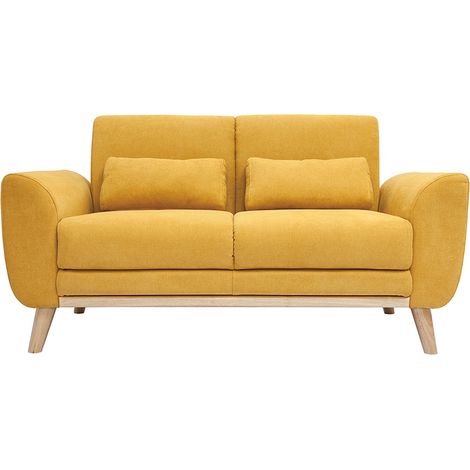 Divano scandinavo 2 posti velluto giallo senape EKTOR