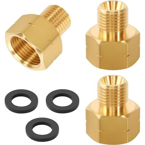 Lot de 3 adaptateurs de gaz GPL en laiton, filetage intérieur 3/8" x filetage extérieur gauche 1/4" en laiton, raccords de tuyau de gaz pour réchaud à gaz, réchaud de camping (1/5)