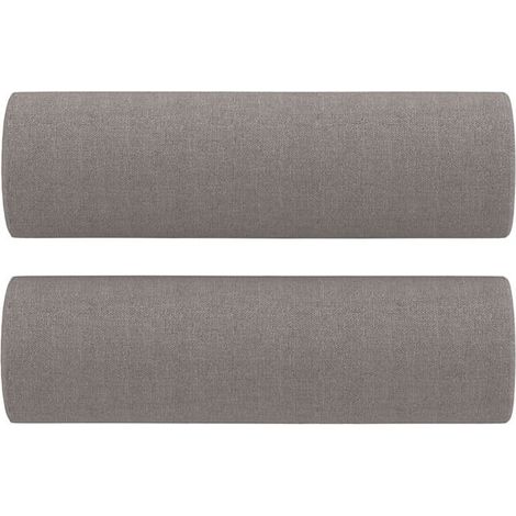 Coussins décoratifs, lot de 2, gris-brun, 15 cm de diamètre, 50 cm de hauteur, en tissu. (1/5)