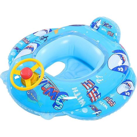 Trade Shop - Chaleco Salvavidas Hinchable Infantil Con Braga Y Respaldo 70 Cm Tiburón Azul - (1/3)
