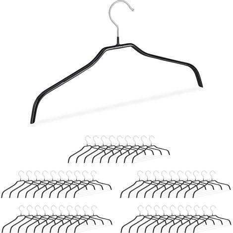 Set di 10 grucce antiscivolo minimaliste per vestiti 21 x 42 x 1 cm in PVC nero 130006505