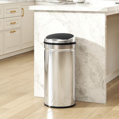 Poubelle à capteur 42 L, poubelle automatique en acier inoxydable avec capteur infrarouge, pour la cuisine et la salle à manger. (1/5)
