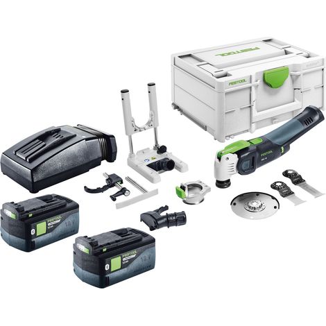 Kit de base Festool OSC 18 E - Oscillateur sans fil 18 V Starlock Max Brushless + 2 batteries 5,0 Ah + chargeur + kit d'accessoires 7 pièces + Systainer