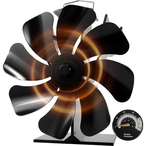 Ventilateur pour poêle à bois Ventilateur pour cheminée Ventilateurs chauffants avec thermomètre pour poêles à bois/cheminées (1/5)