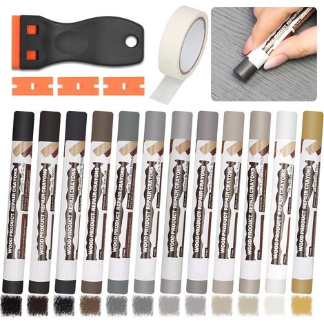 Pate a Bois 12 Couleurs Gris, Pate a Bois Rebouchage, Mastic Bois  Kit Reparation Parquet, Kit Reparation Carrelage, Parquet Stratifié, pour Trous, Rayures et Fissures sur Stratifié (1/5)