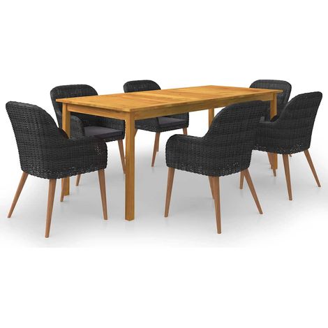 7-tlg. Garten-Essgruppe Schwarz