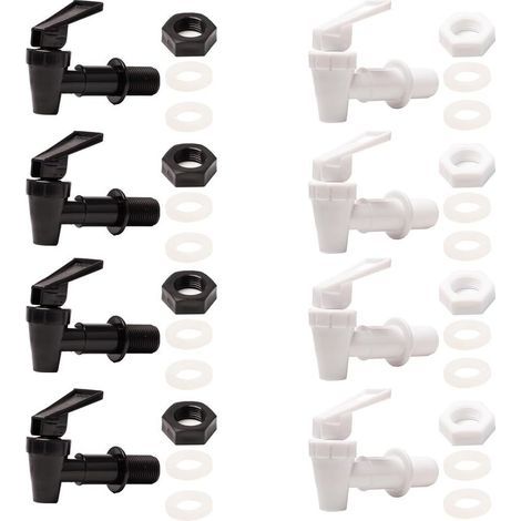 8 Pièces Robinet Distributeur de Boissons en Plastique Robinet de Rechange pour Distributeur de Boisson Robinet de Tonneau Robinets pour tonneau à bière, jus, Fontaine à Boire (Noir, Blanc) (1/5)