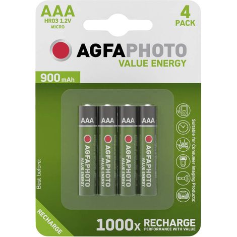 AgfaPhoto HR03 Pile rechargeable LR3 (AAA) NiMH 900 mAh 1.2 V 4 pc(s)