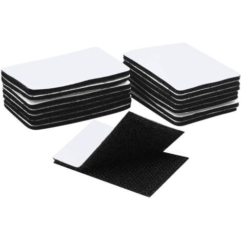 QORVA-15 Pièces Scratch Autocollant Double Face,Bande Auto-Adhésif, Adhesif Double Face Extra Fort (Rectangle 6 x 4 cm, Noir)