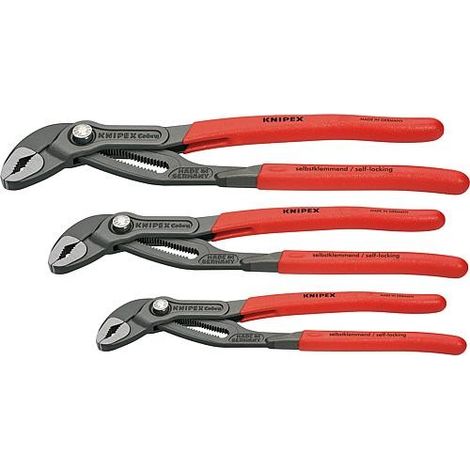 Kit pince becro KNIPEX 180 mm – Acier chrome vanadium – Dents trempées 61 HRC – Réglage par bouton pression – Pour écrous DN 40/50/65