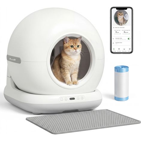 Selbstreinigende Katzentoilette, XL 72L Katzenklo Selbstreinigend mit HD-Kamera, App-Steuerung Müllbeutel, für 1-12 kg (1/5)