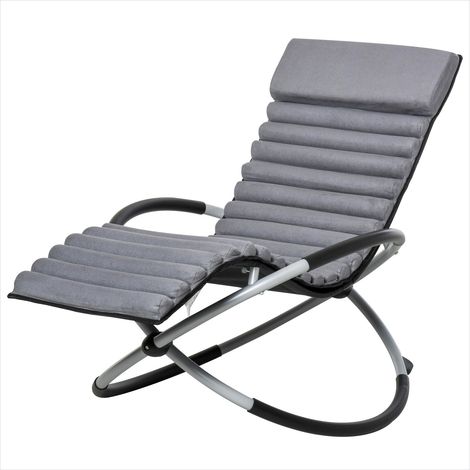 Fauteuil à bascule Chaise longue pliable effet daim avec matelas (1/5)
