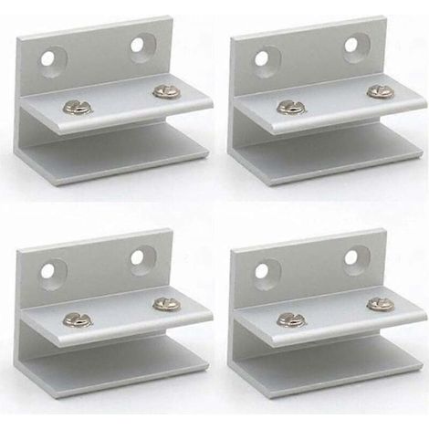 Set van 4 F-vormige glasklemmen, wandklemmen, doucheklemmen, plankklemmen, paneelklemmen 10-12 mm (1/5)