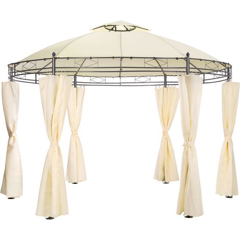 Tonnelle abri de jardin diamètre 3,5 m crème (1/5)